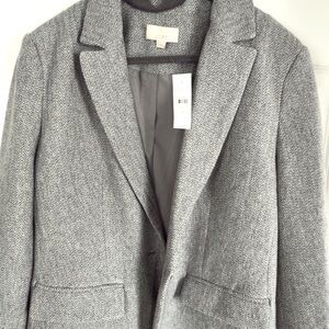 LOFT Gray Blazer Tailored Suit Jacket- Herringbone  NEW WITH TAGS!